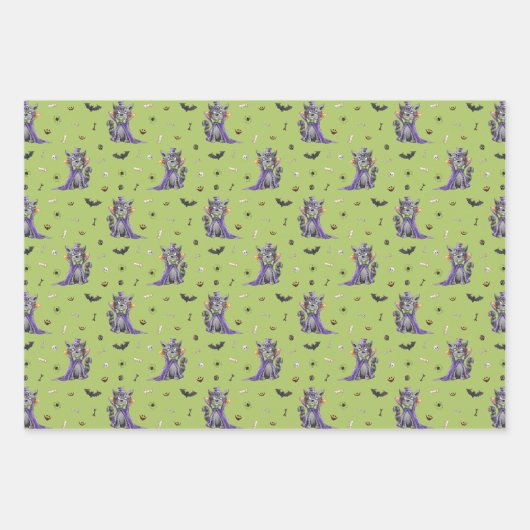 Funny Cat Halloween Geschenkpapier Set (Vorderseite 2)