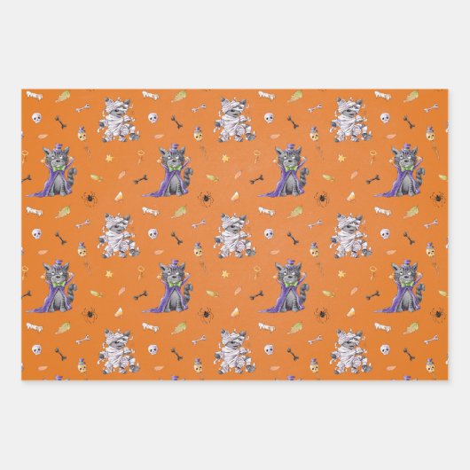 Funny Cat Halloween Geschenkpapier Set (Vorderseite 3)