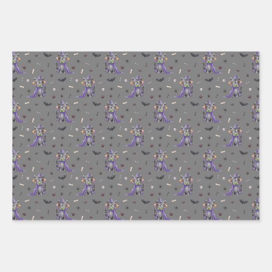 Funny Cat Halloween Geschenkpapier Set (Vorderseite 2)