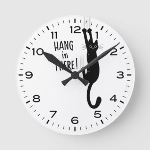 Funny Cat Hang in There Humors Runde Wanduhr