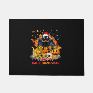 Funny Cat Happy Hallothanksmas Halloween Thanksgiv Fußmatte
