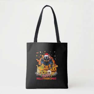 Funny Cat Happy Hallothanksmas Halloween Thanksgiv Tasche