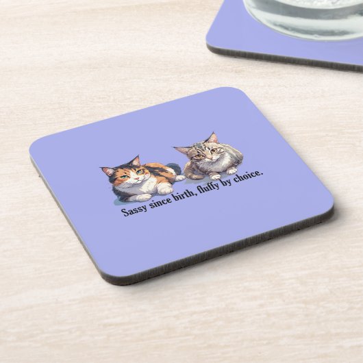 Funny Cat Hard plastic Untersetzer - Light Blue (Linke Seite)