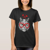 Funny Cat Heart Glasses Valentine's Day T-Shirt (Vorderseite)