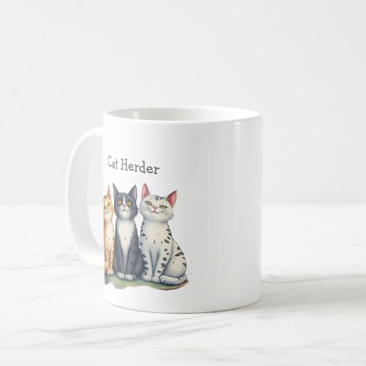 Funny Cat Herder Quote Cat Lover Kaffeetasse (Vorderseite Links)