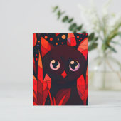 Funny Cat Hiding Behind Autumn's Leaves AnimeStyle Postkarte (Stehend Vorderseite)