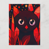 Funny Cat Hiding Behind Autumn's Leaves AnimeStyle Postkarte (Vorderseite)