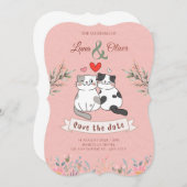 Funny Cat Hochzeitseinladung Einladung (Vorne/Hinten)