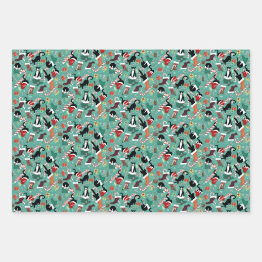 Funny Cat Holiday Trio Geschenkpapier Set (Vorderseite)