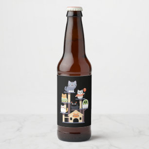 Funny Cat Horror Movies Niedlich Halloween Cat Kit Bierflaschenetikett