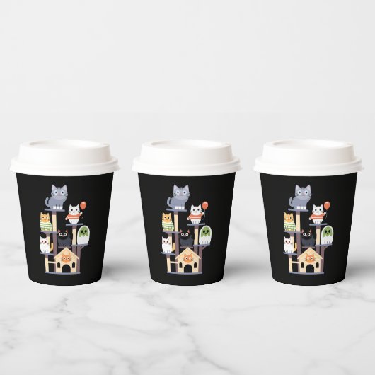 Funny Cat Horror Movies Niedlich Halloween Cat Kit Pappbecher (Multi)