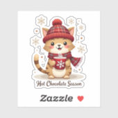 Funny Cat Hot Choco Jahreszeit Frohe Weihnachten M Aufkleber (Blatt)