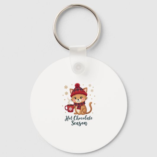 Funny Cat Hot Choco Jahreszeit Frohe Weihnachten M Schlüsselanhänger (Vorderseite)