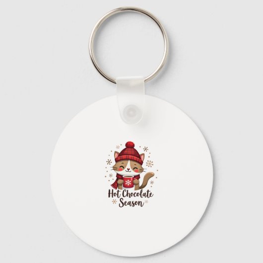 Funny Cat Hot Choco Jahreszeit Frohe Weihnachten M Schlüsselanhänger (Vorderseite)