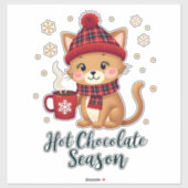 Funny Cat Hot Choco Season Merry Christmas Mom Dad Aufkleber (Blatt)