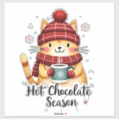 Funny Cat Hot Choco Season Merry Christmas Mom Dad Aufkleber (Blatt)