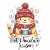 Funny Cat Hot Choco Season Merry Christmas Mom Dad Aufkleber (Vorderseite)