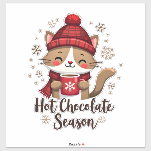 Funny Cat Hot Choco Season Merry Christmas Mom Dad Aufkleber (Blatt)