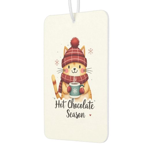 Funny Cat Hot Choco Season Merry Christmas Mom Dad Autolufterfrischer (Links)