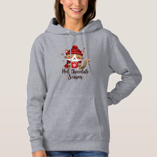 Funny Cat Hot Choco Season Merry Christmas Mom Dad Hoodie