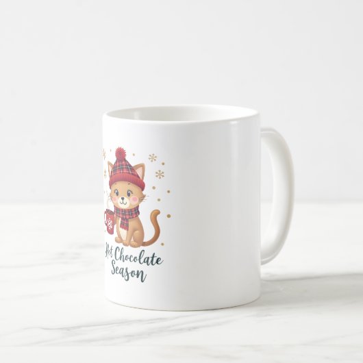Funny Cat Hot Choco Season Merry Christmas Mom Dad Kaffeetasse (VorderseiteRechts)