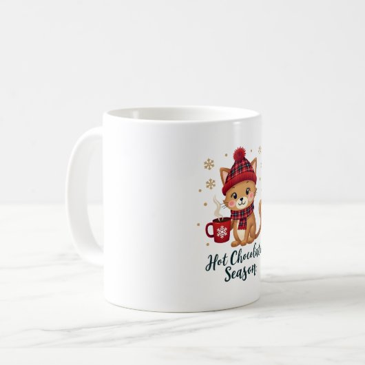 Funny Cat Hot Choco Season Merry Christmas Mom Dad Kaffeetasse (Vorderseite Links)