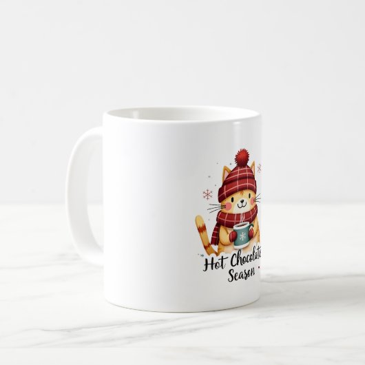 Funny Cat Hot Choco Season Merry Christmas Mom Dad Kaffeetasse (Vorderseite Links)