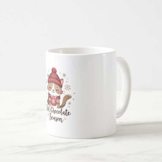 Funny Cat Hot Choco Season Merry Christmas Mom Dad Kaffeetasse (VorderseiteRechts)