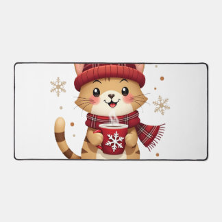Funny Cat Hot Choco Season Merry Christmas Mom Dad Schreibtischunterlage