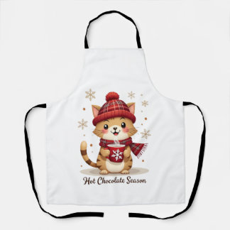 Funny Cat Hot Choco Season Merry Christmas Mom Dad Schürze