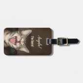 Funny Cat Humour Luggage Tag Gepäckanhänger (Vorderseite horizontal)