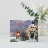 Funny Cat & Hund/Labrador Western Postkarte (Stehend Vorderseite)