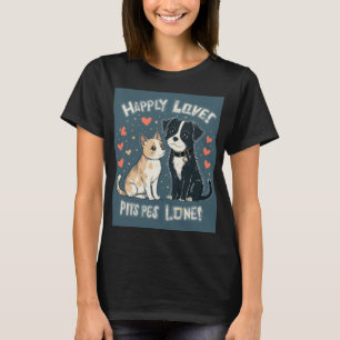 Funny Cat & Hund Liebe Niedlicher Cartoon Haustier T-Shirt