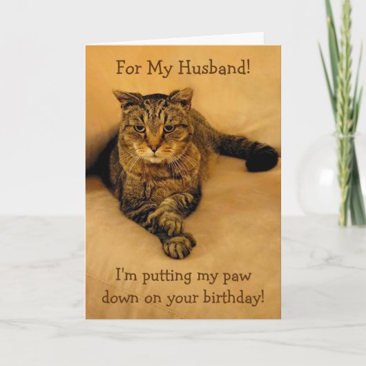 Funny Cat Husband Birthday Karte (Vorderseite)