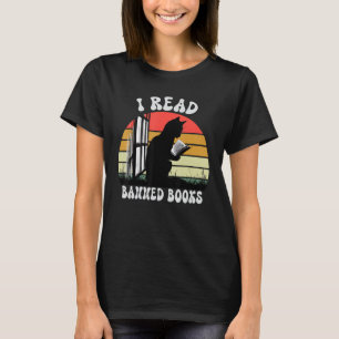 Funny Cat I Read Banned Books Bookwürmer Lieben le T-Shirt