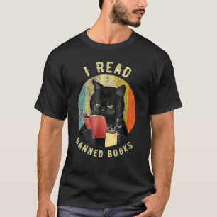 Funny Cat I Read Banned Books Bookwürmer Lieben le T-Shirt