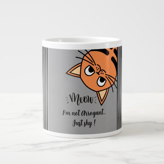 Funny Cat, ich bin nicht arrogant, nur schüchtern Jumbo-Tasse (Vorderseite)