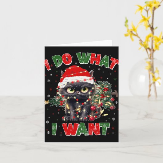 Funny Cat Ich tue, was ich Weihnachten Weihnachten Karte (Gelbe Blume)