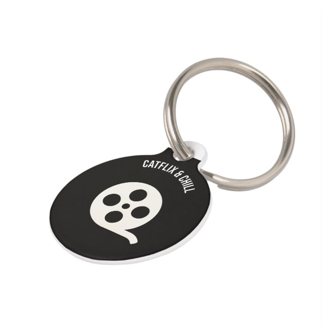 Funny Cat ID Tag - "Catflix & Chill" Haustiermarke (Seite)