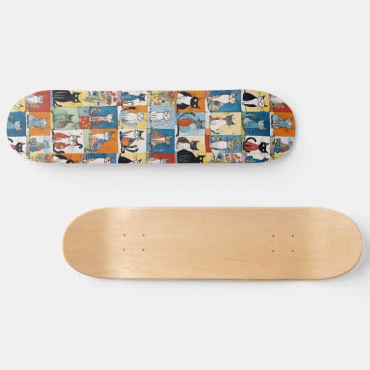 Funny Cat Illustrations Skateboard (Horizontal)