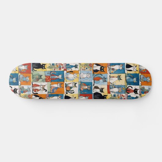 Funny Cat Illustrations Skateboard (Horizontal)