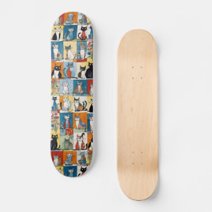 Funny Cat Illustrations Skateboard