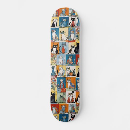 Funny Cat Illustrations Skateboard (Vorderseite)