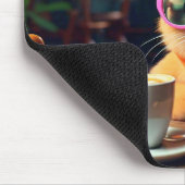 Funny Cat im Café mit Coffee Mouse Pad Mousepad (Ecke)