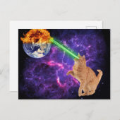 Funny Cat im Weltraum Galaxy Laser Earth Postkarte (Vorne/Hinten)