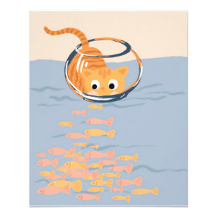 Funny Cat in Aquarium Fish Colorful Aquarium Flyer