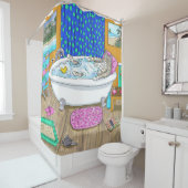 Funny Cat in Bath 665 Duschvorhang (Beispiel)