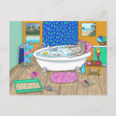 Funny Cat in Bath 665 Postkarte (Vorderseite)