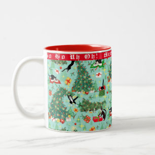 Funny Cat in Christmas Tree Custom Zweifarbige Tasse