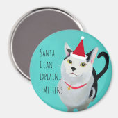 Funny Cat in der Weihnachtsmannmütze Personalisier Magnet (Vorderseite/Rückseite)